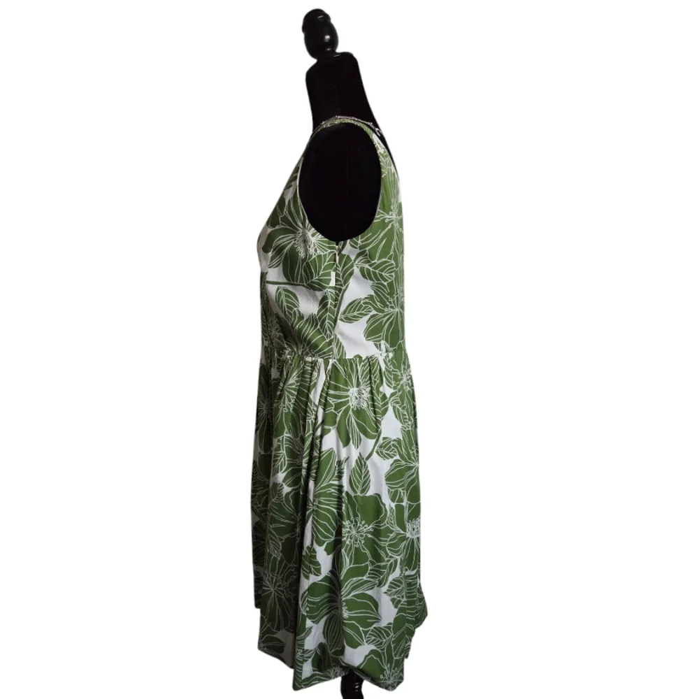 Jessica Howard Green and White Floral Sleeveless Dress Women's Size 10P - Picture 5 of 13